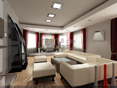 3D室内空间模型032-客厅
