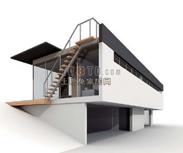 现代简洁造型别墅3D模型2-5套