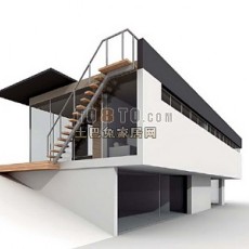 现代简洁造型别墅2-5套3d模型下载