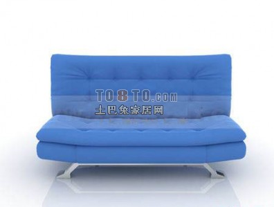 蓝色现代双人沙发3D模型