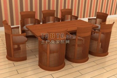 精细的餐桌椅组合3d模型下载