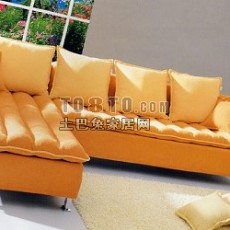 橙色转角沙发3d模型下载
