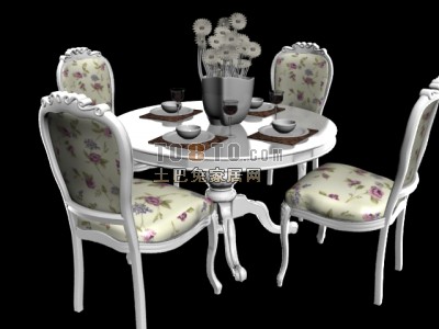 欧式餐桌3d模型下载