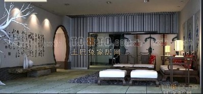 中式古典客厅283d模型下载
