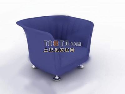 蓝色调简约单人沙发3d模型