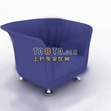 蓝色调简约单人沙发3d模型下载
