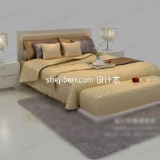 双人床免费3d模型下载