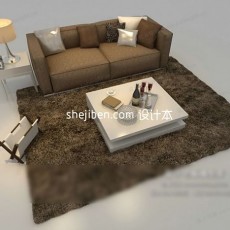 惬意的现代简约沙发组合3d模型下载