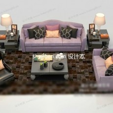 紫气东来欧式多人沙发免费3d模型下载
