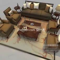 奢华中式沙发组合3d模型下载