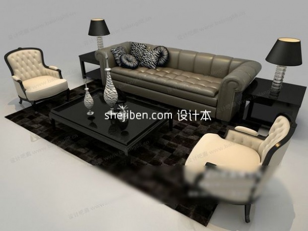 欧式沙发3d模型下载