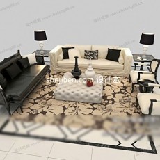 黑白经典欧式沙发3d模型下载