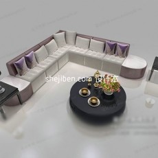 转角欧式多人沙发max3d模型下载