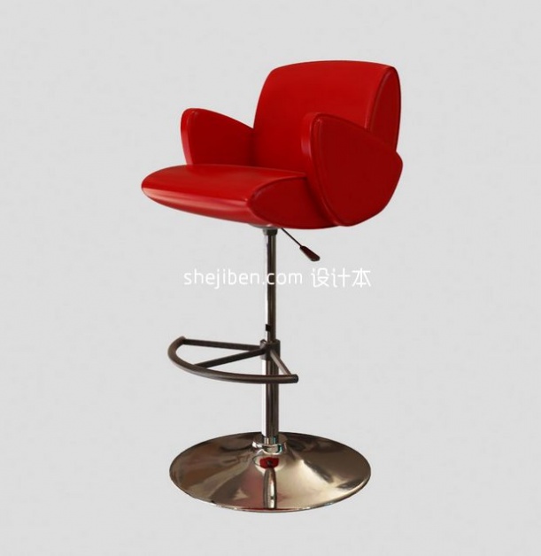 红色吧台椅3d模型下载