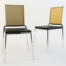 黑色钢管结合竹编的休闲椅3d模型下载
