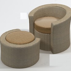 精品藤椅沙发3d模型下载