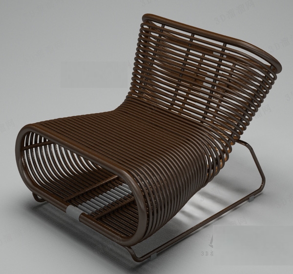 深色藤椅3d模型