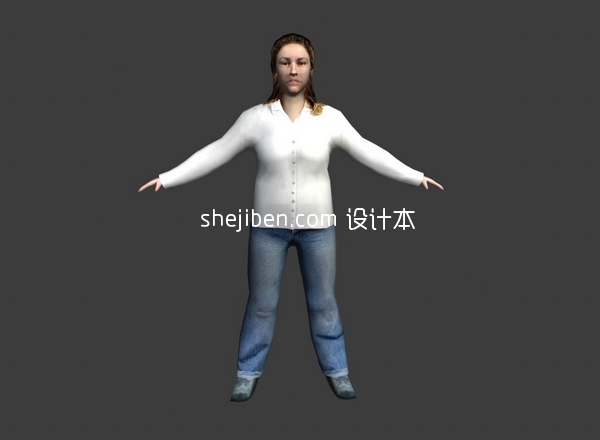 普通中年女性形象人体3d模型下载
