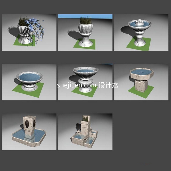 喷泉3d模型下载