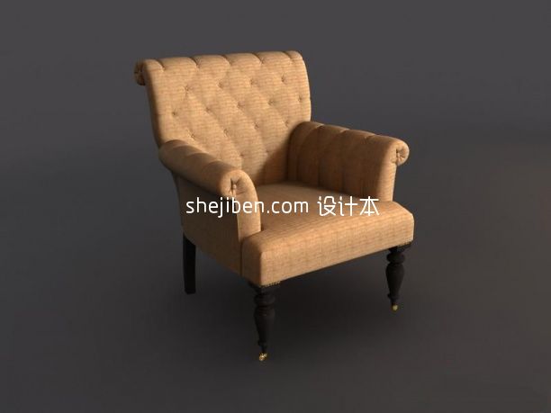 欧式单人沙发座椅3d模型下载