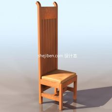 实木餐椅3d模型下载