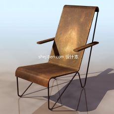 室外实木扶手休闲躺椅3d模型下载