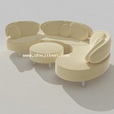 弧形多人休闲沙发3d模型下载