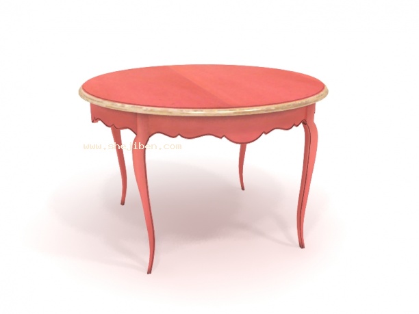 实木圆形餐桌3d模型下载