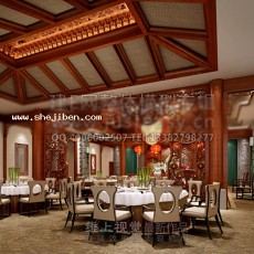酒店餐厅餐桌3d模型下载