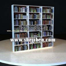 图书馆书柜3d模型下载