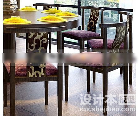 中式酒店餐桌3d模型下载