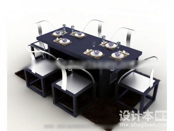中式餐桌 3d模型下载