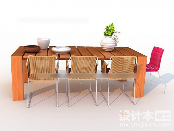 桌椅组合3d模型下载