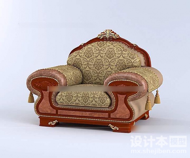 美式单人沙发3d模型下载