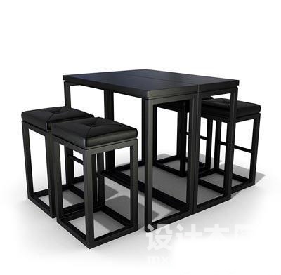 4人桌椅3d模型下载