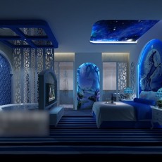 蓝色卧室3d模型下载