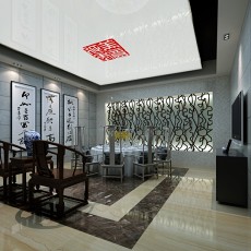 中式餐厅3d模型下载