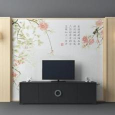中式电视墙3d模型下载