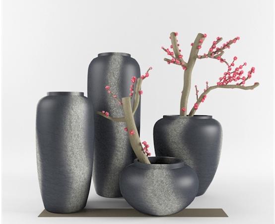 黑色陶瓷花瓶 3d模型下载
