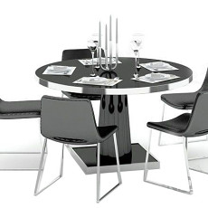 现代圆形餐桌椅组合3d模型下载