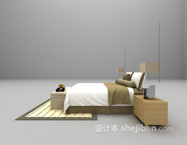 设计本白色双人床大全3d模型下载
