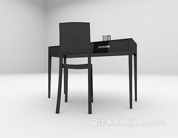免费黑色现代书桌3d模型下载