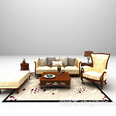 金色组合沙发欣赏3d模型下载