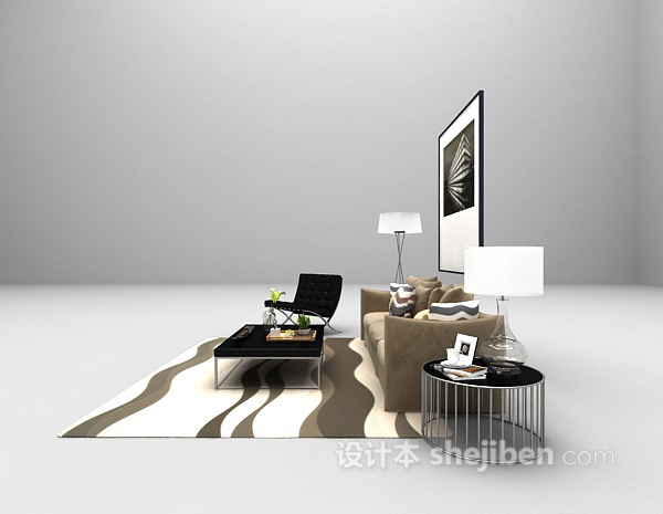 现代风格现代风格组合沙发3d模型下载