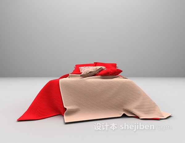 红色床3d模型下载