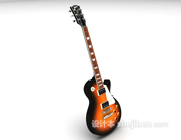 免费黑色吉他3d模型下载