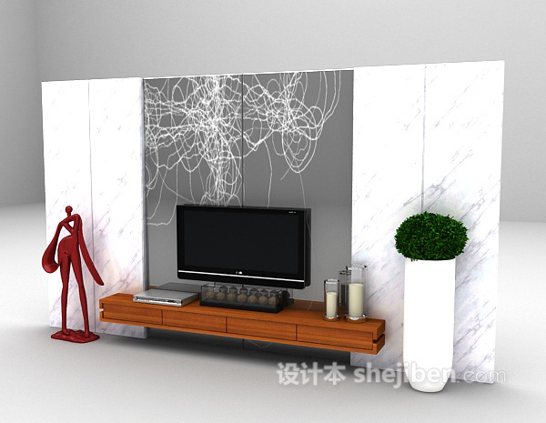 设计本现代风情电视柜3d模型下载