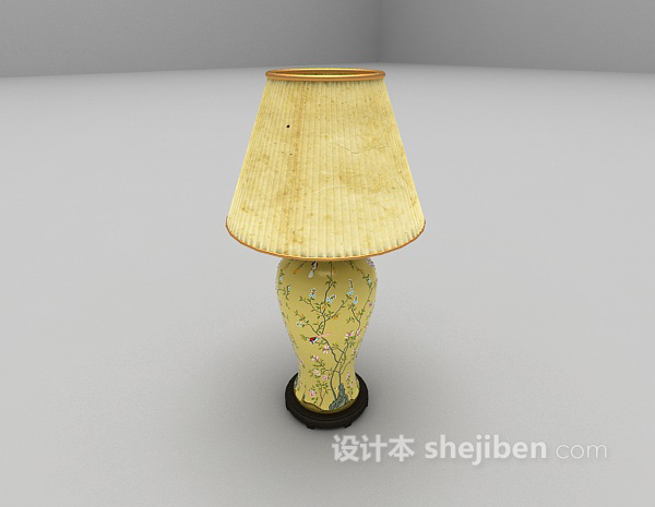 中式风格花瓶形台灯3d模型下载