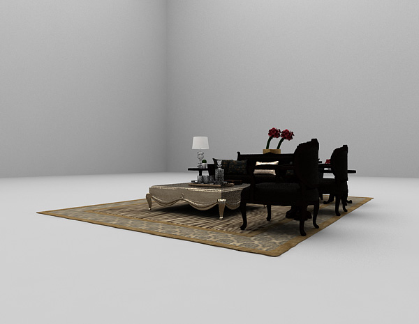 免费欧式沙发组合3d模型下载
