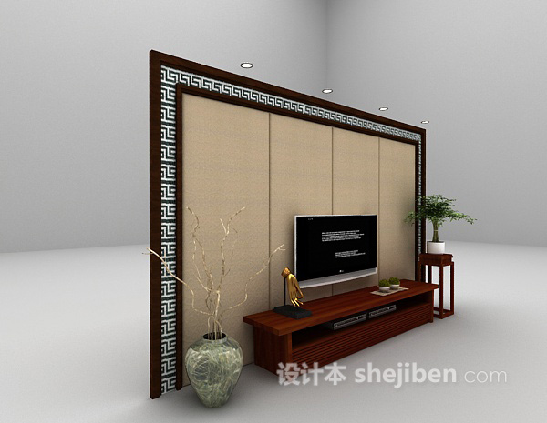 设计本中式背景墙欣赏3d模型下载